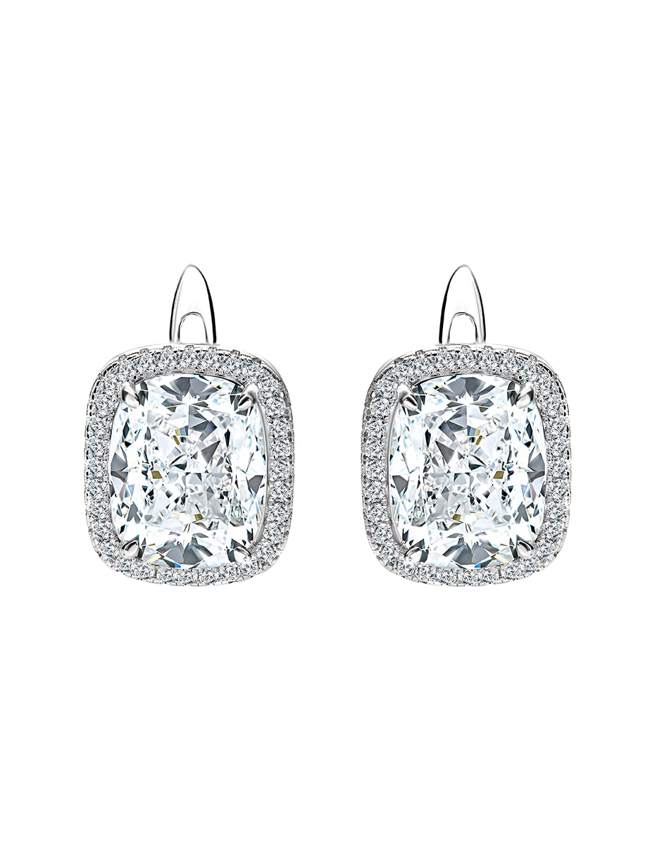 Broqueles ovalados de plata P 925 con acabado brillante zirconia