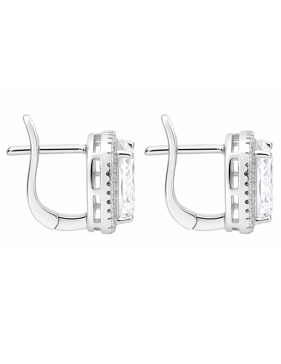 Broqueles ovalados de plata P 925 con acabado brillante zirconia 2