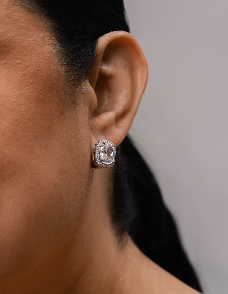 Broqueles ovalados de plata P 925 con acabado brillante zirconia 3