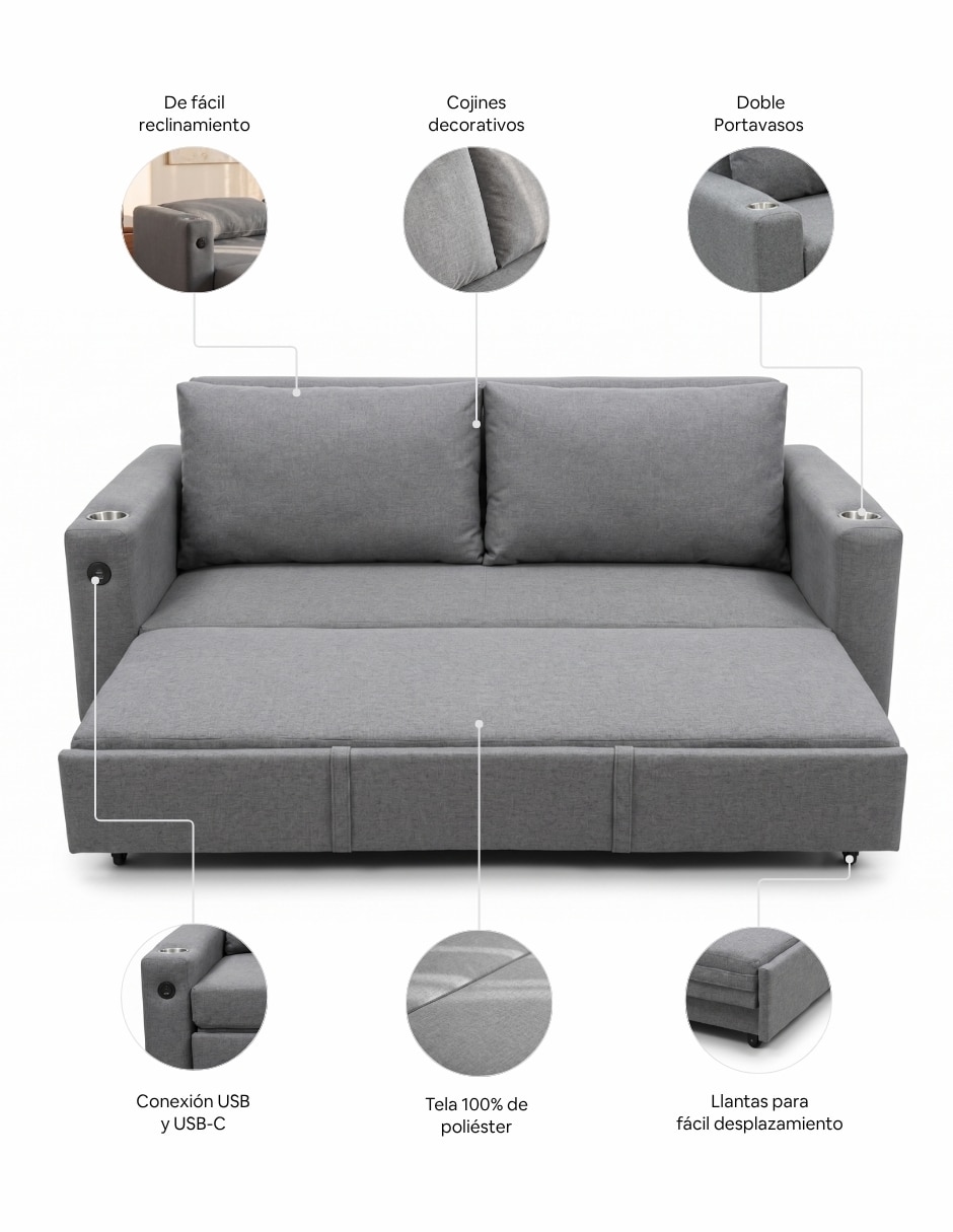 Sofá cama Mova Easy Living de poliéster