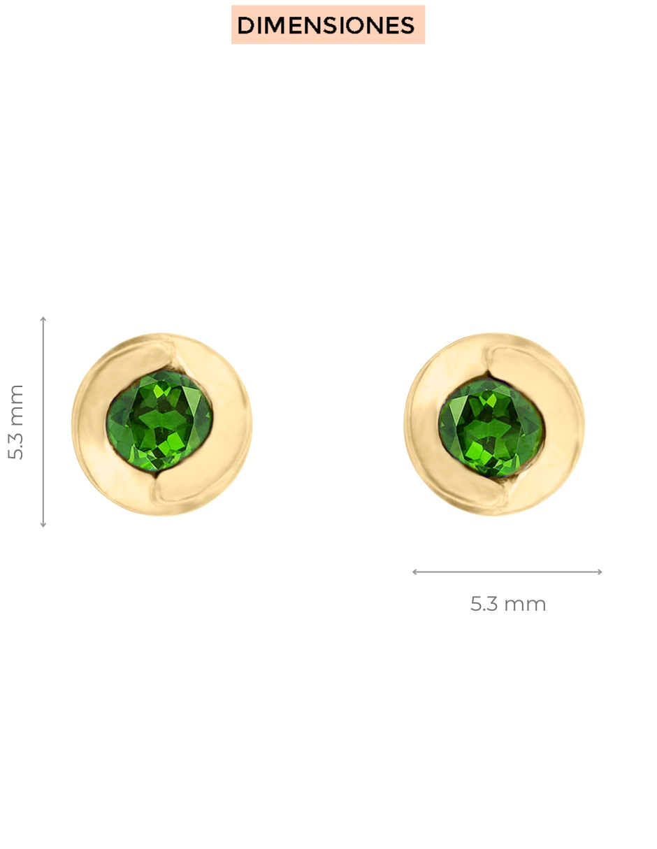 Broqueles redondos Fascinare Nuvole de oro 14 K con acabado brillante esmeralda