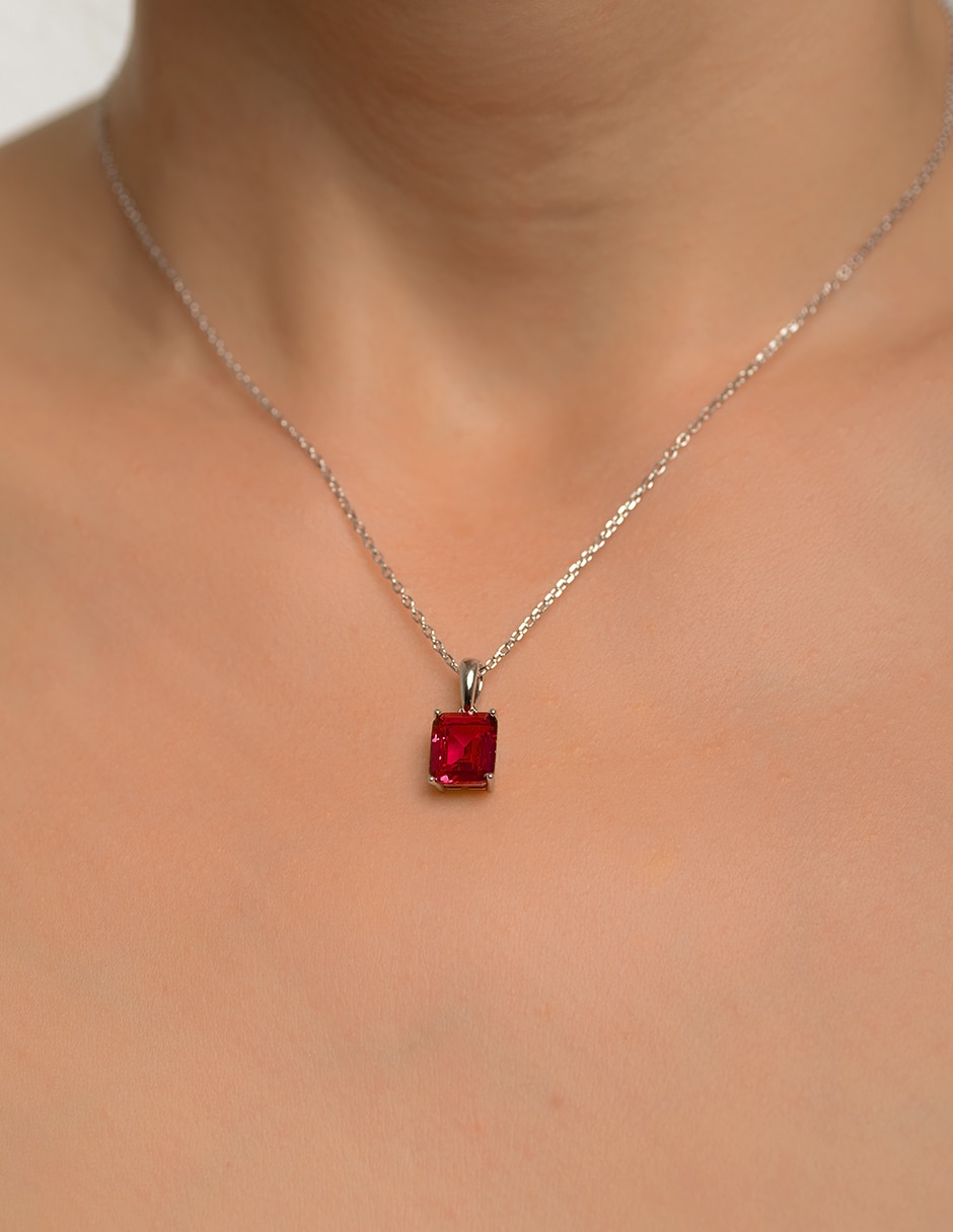 Collar con dije rectangular de plata P 925 3