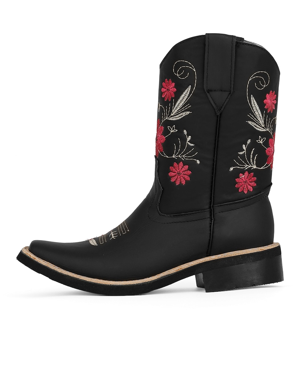 Bota cowboy abajo de la rodilla de piel para mujer