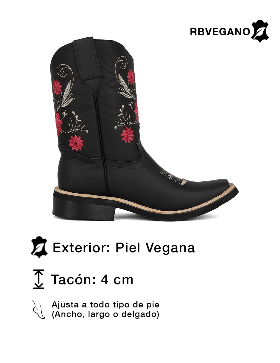 Bota cowboy abajo de la rodilla Rbcollection de piel para mujer