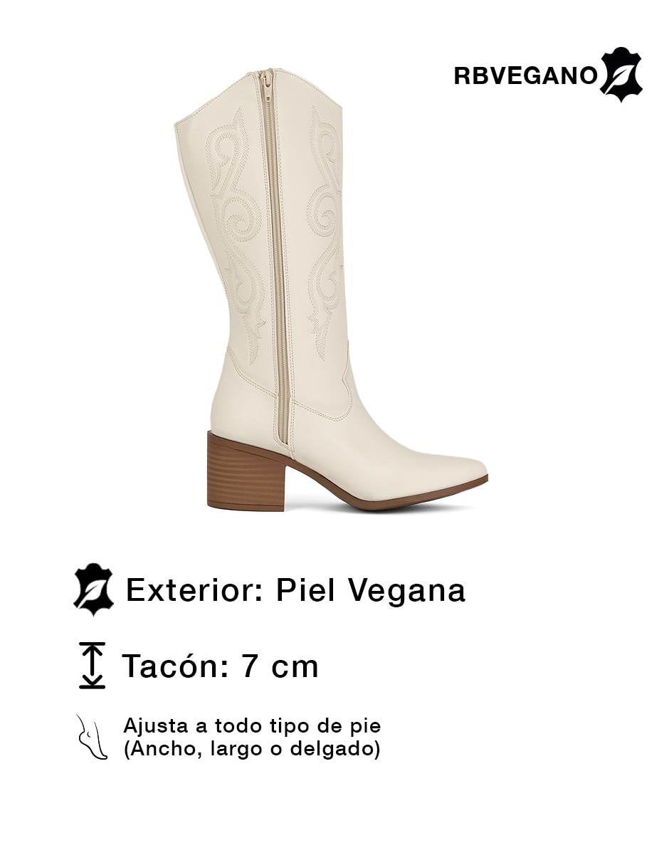 Bota cowboy abajo de la rodilla rbcollection rbvegano para mujer