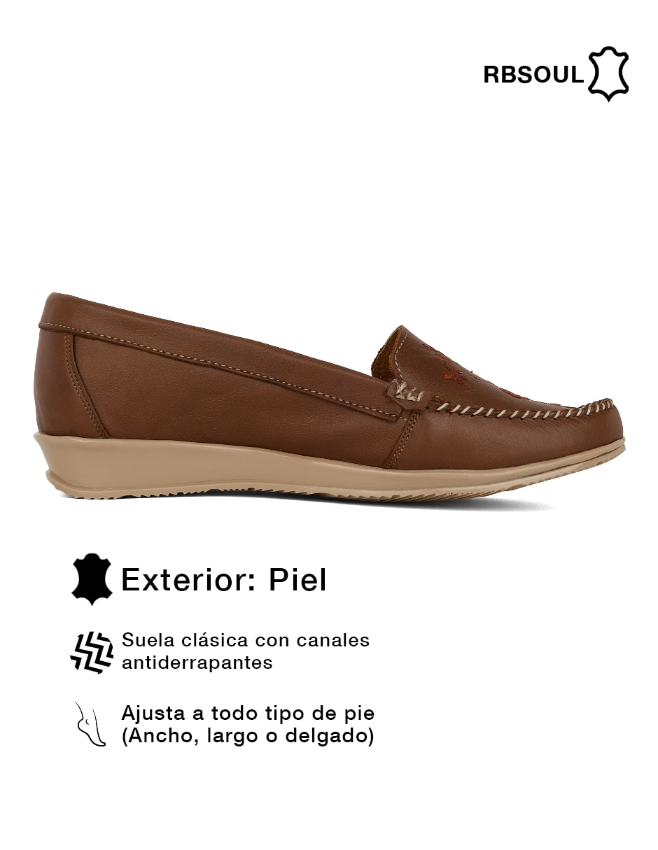 Mocasín Rbcollection de piel para mujer