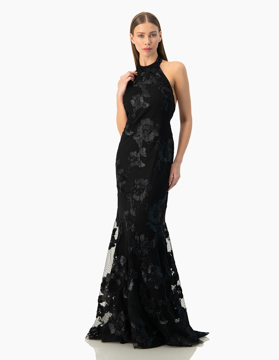 Vestido largo de fiesta Ivonne Couture esplada abierta