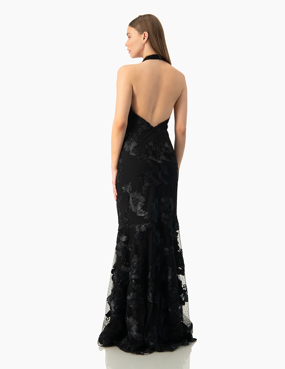 Vestido largo de fiesta Ivonne Couture esplada abierta