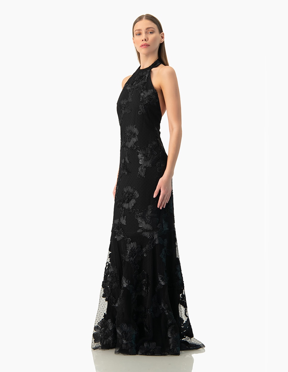 Vestido largo de fiesta Ivonne Couture esplada abierta