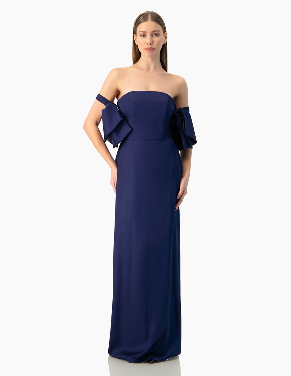 Vestido de fiesta largo Ivonne Couture escote bardot