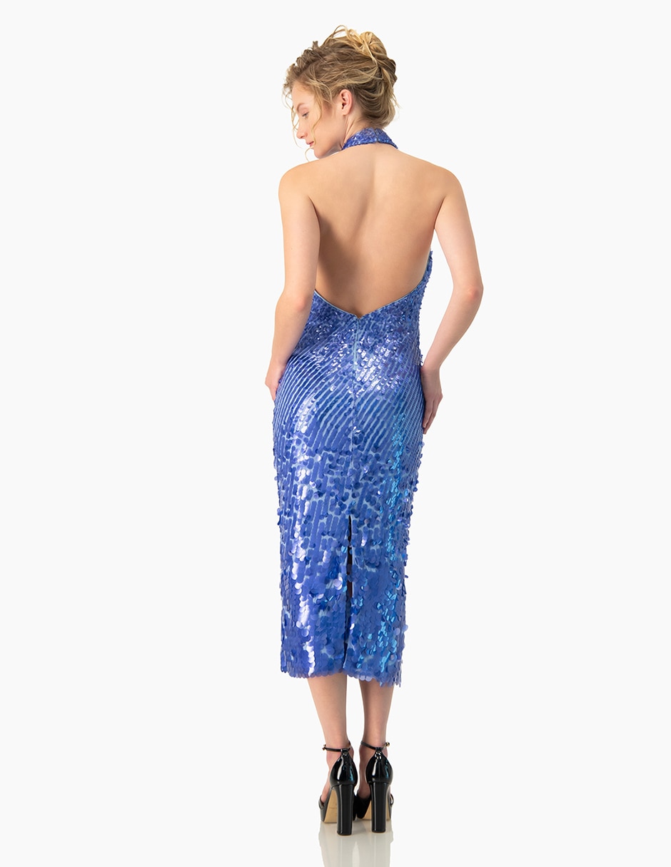 Vestido escote espalda midi fiesta ivonne couture shinning parade para mujer