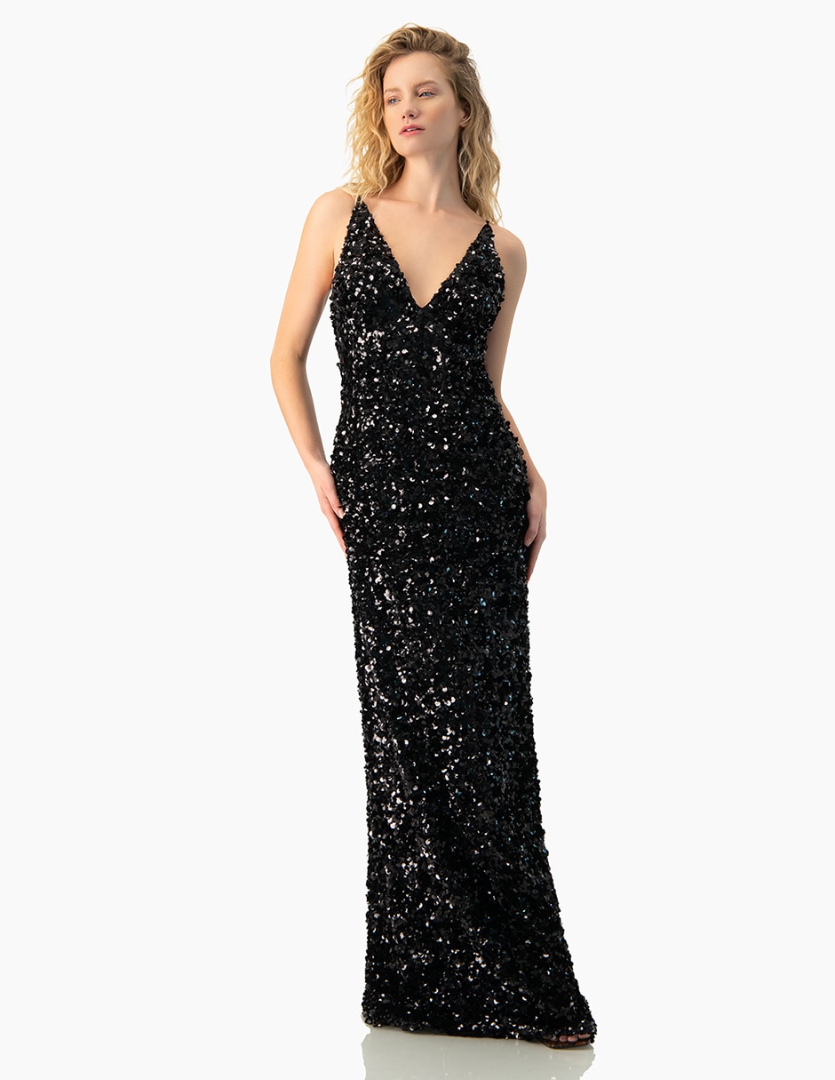 Vestido largo de fiesta Ivonne Couture escote V