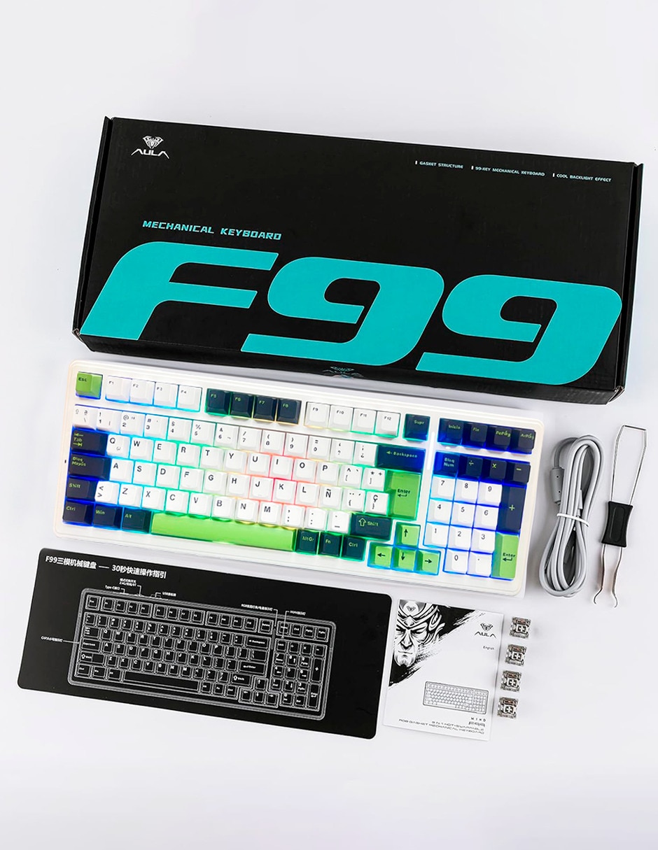 Teclado gamer USB-C QWERT español con interruptor Lineal Aula F87