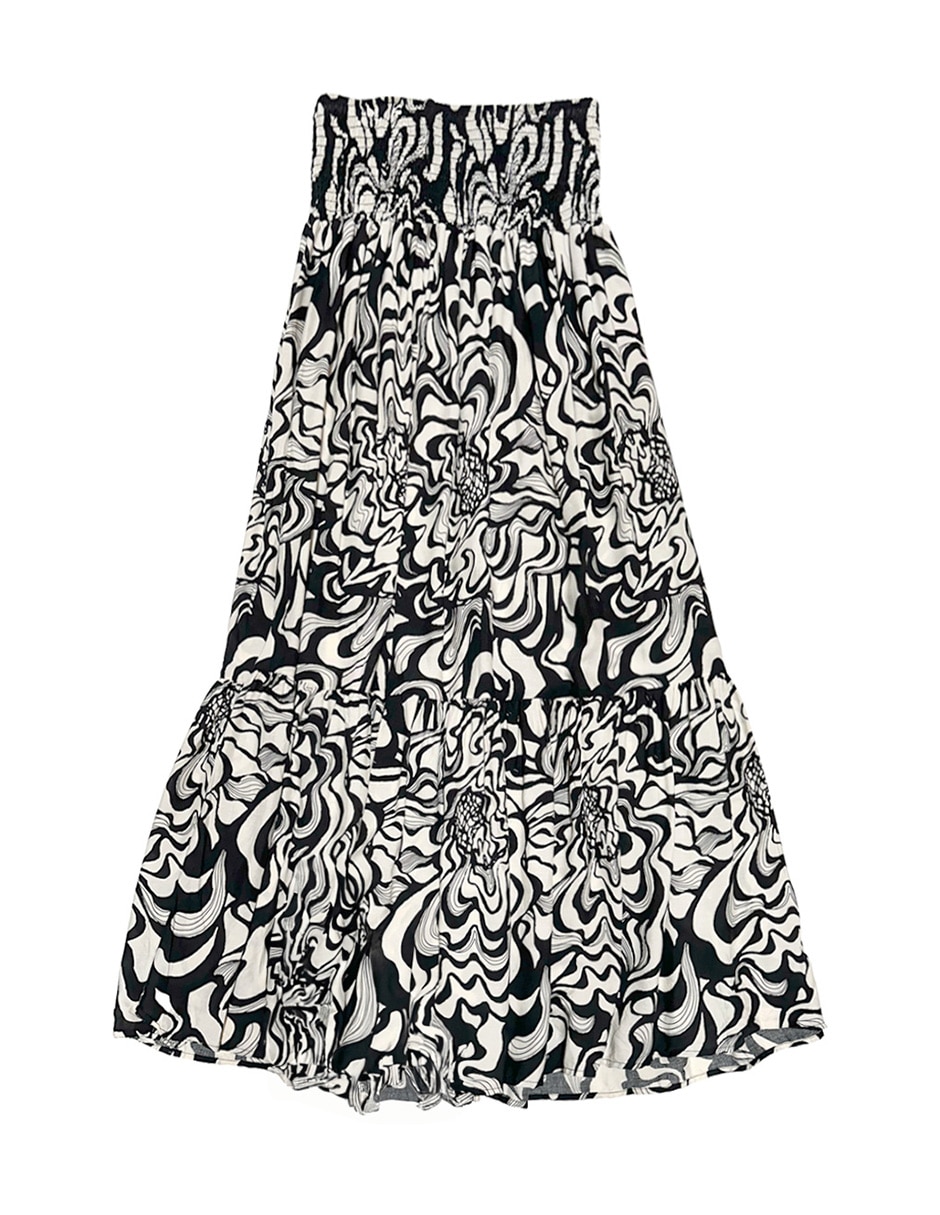Falda pantalón largo twist side y algodón a la cintura alta