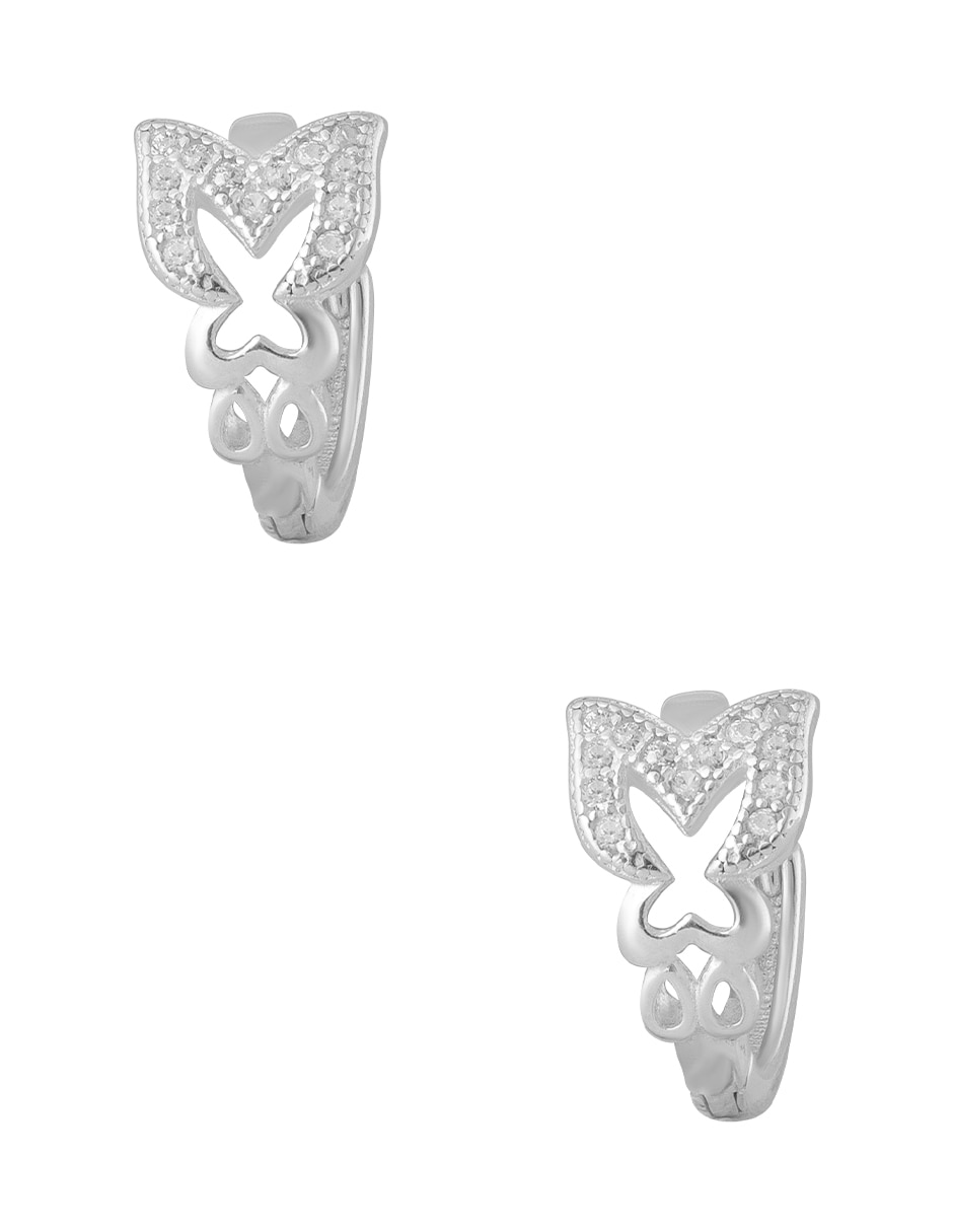 Huggies de mariposa unlimited by ob de plata p 925 con acabado pulido zirconia