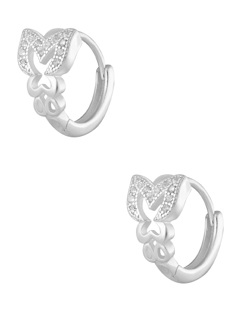 Huggies de mariposa unlimited by ob de plata p 925 con acabado pulido zirconia