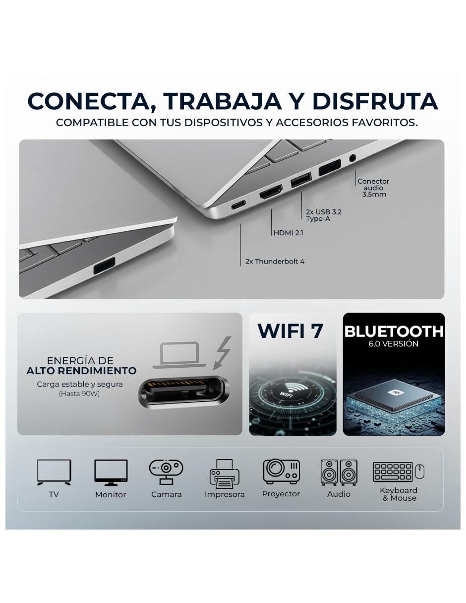 Laptop touch 90NX09J2-M00610 14 pulgadas WQXGA Intel Core Ultra 7 integradas 32 GB RAM 1 TB SSD 6