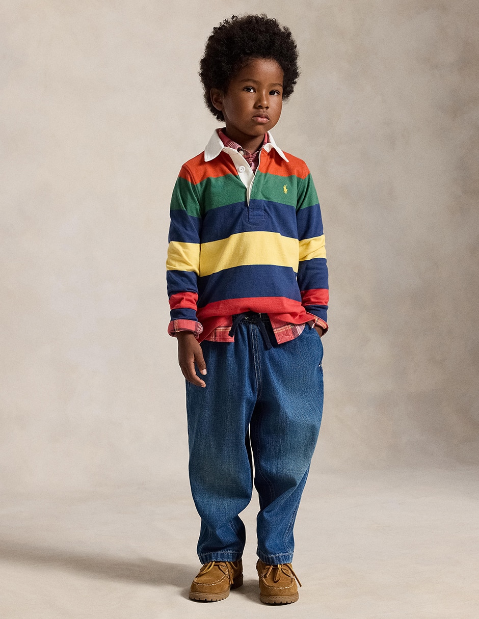 Playera tipo polo de algodón para niño