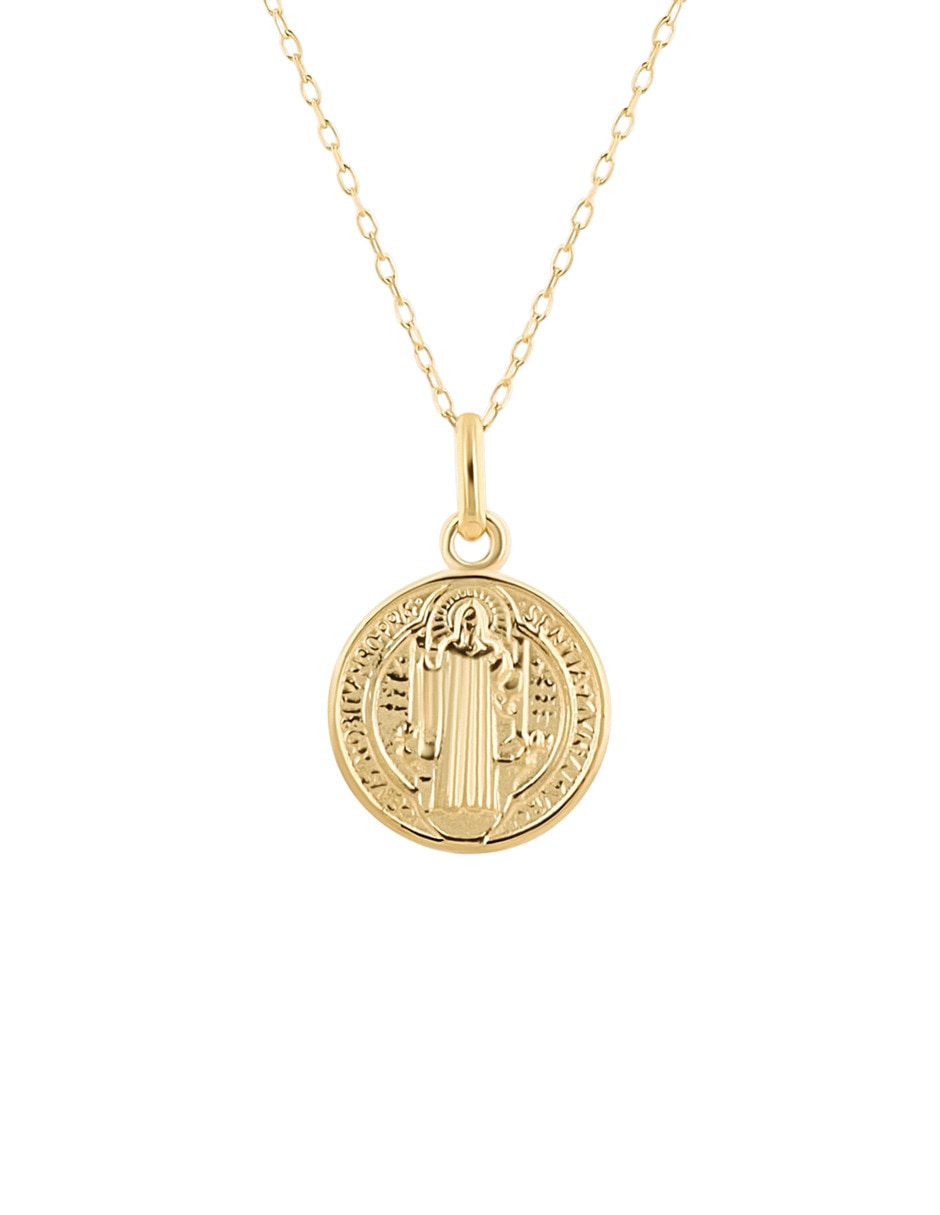 Medalla de personaje joyerías bizzarro sin colección san benito de oro amarillo 14 k