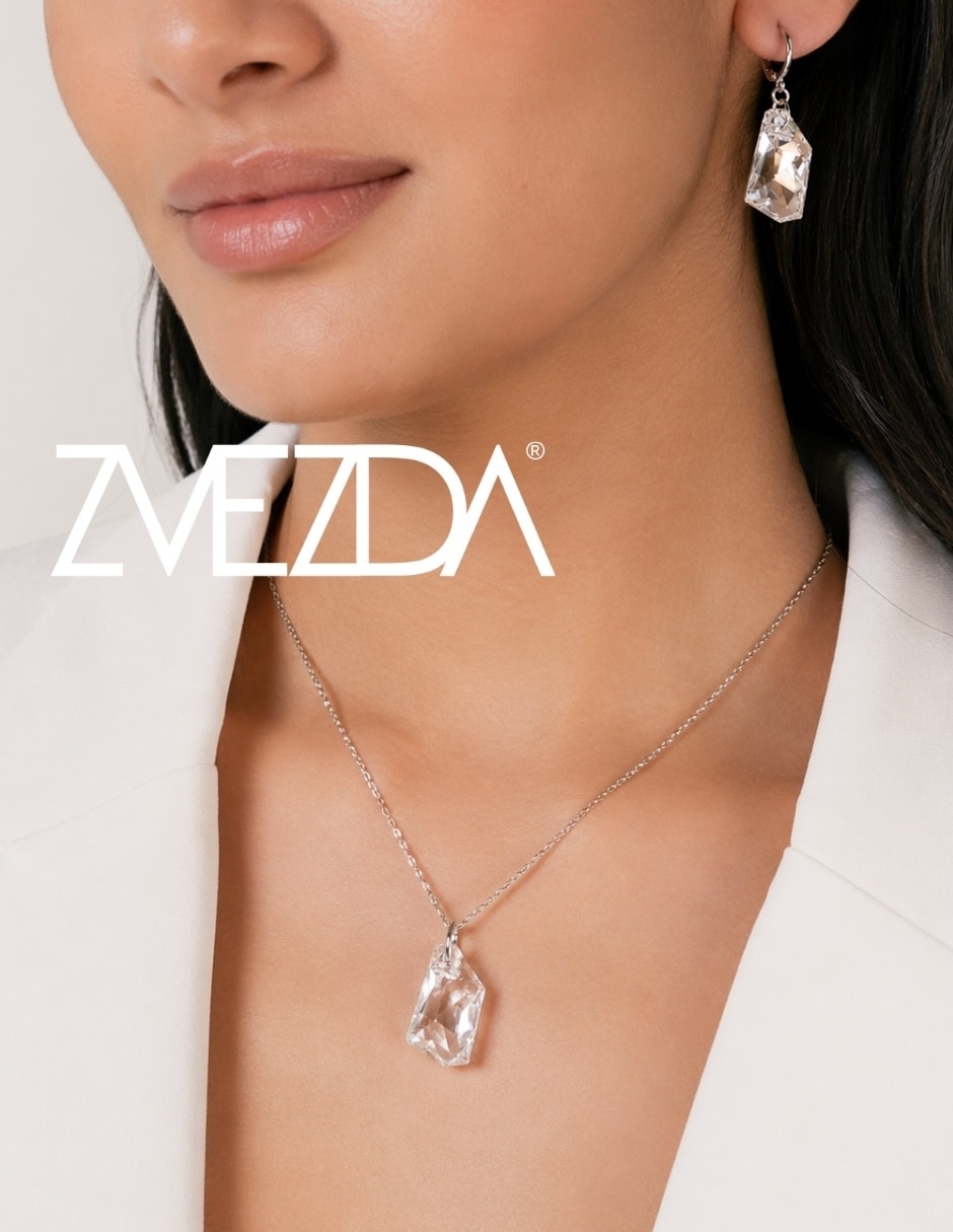 Aretes y collar de gota Zvezda Élan cristal