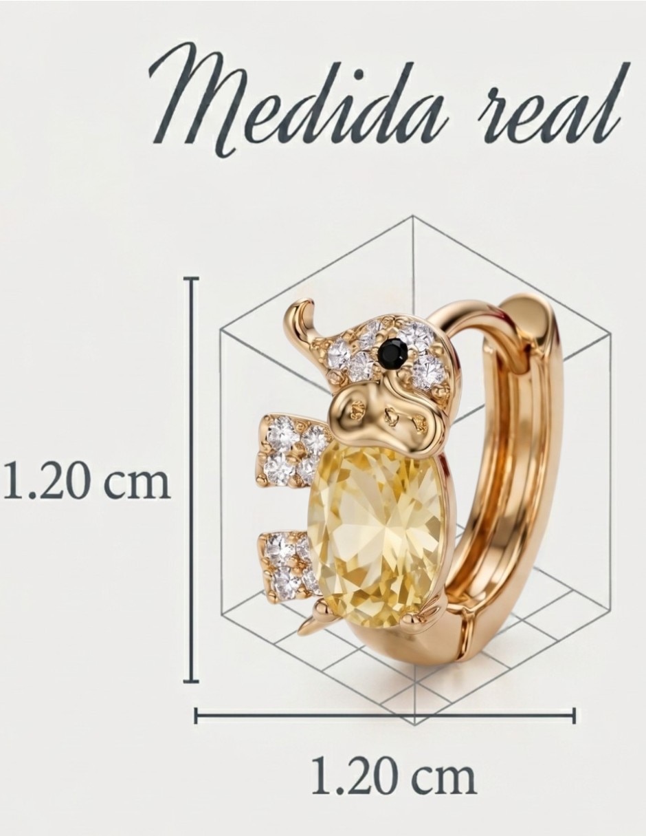 Aretes de Elefante Joyería Elegante de Mujer de Oro laminado 14 K Zirconia cúbica 2