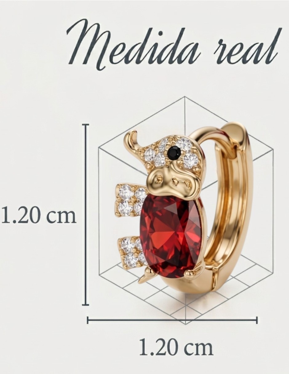 Aretes de Elefante Joyería Elegante de Mujer de Oro laminado 14 K Zirconia cúbica