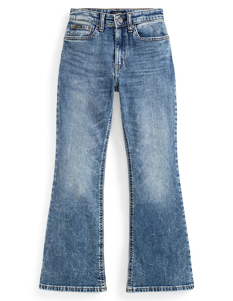Jeans flare deslavado para niña