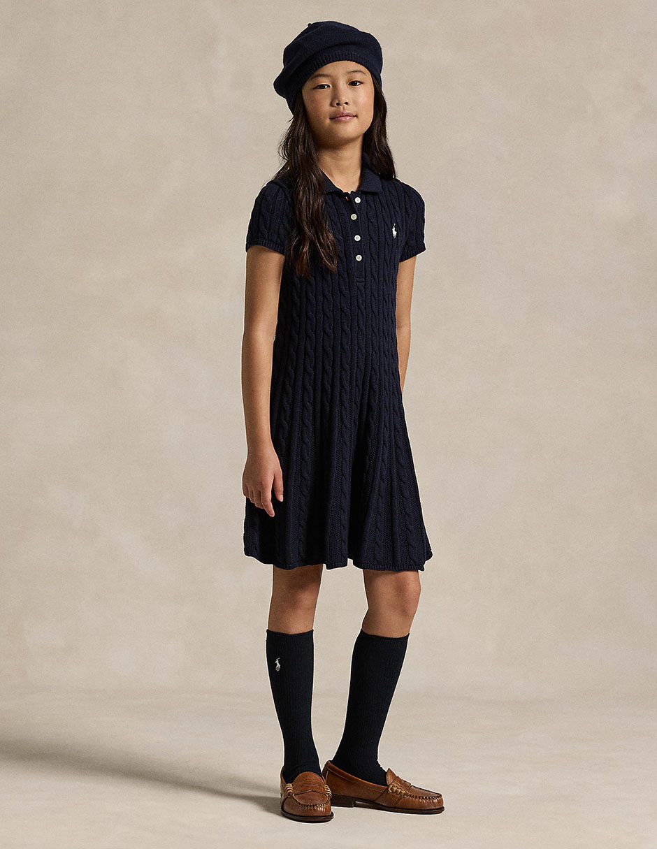Vestido polo ralph lauren manga corta para niña