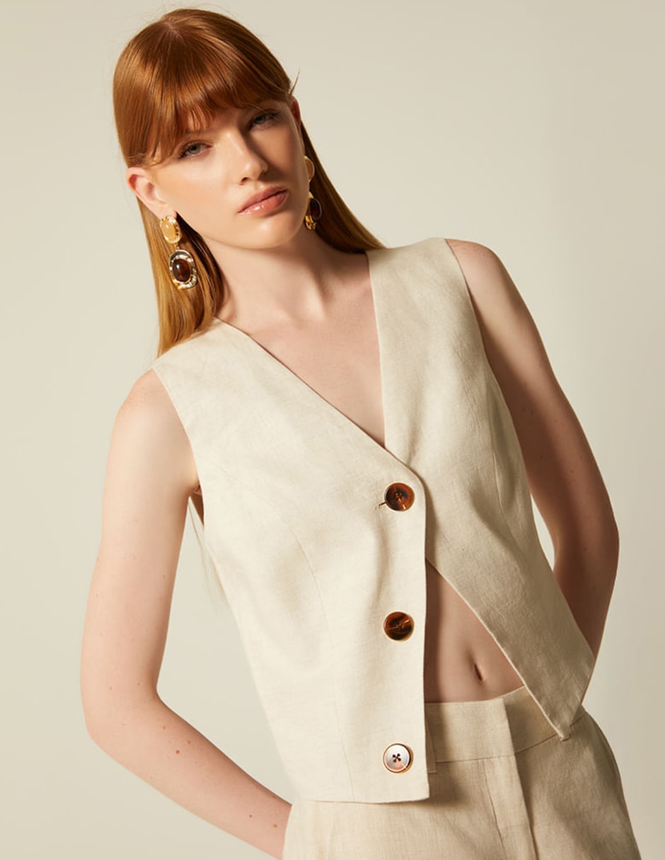 Chaleco studio fde lino para mujer