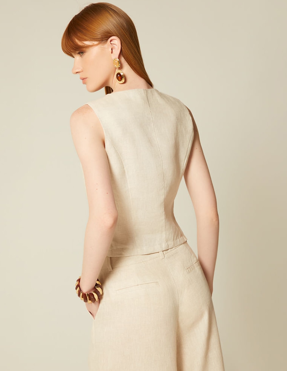 Chaleco studio fde lino para mujer