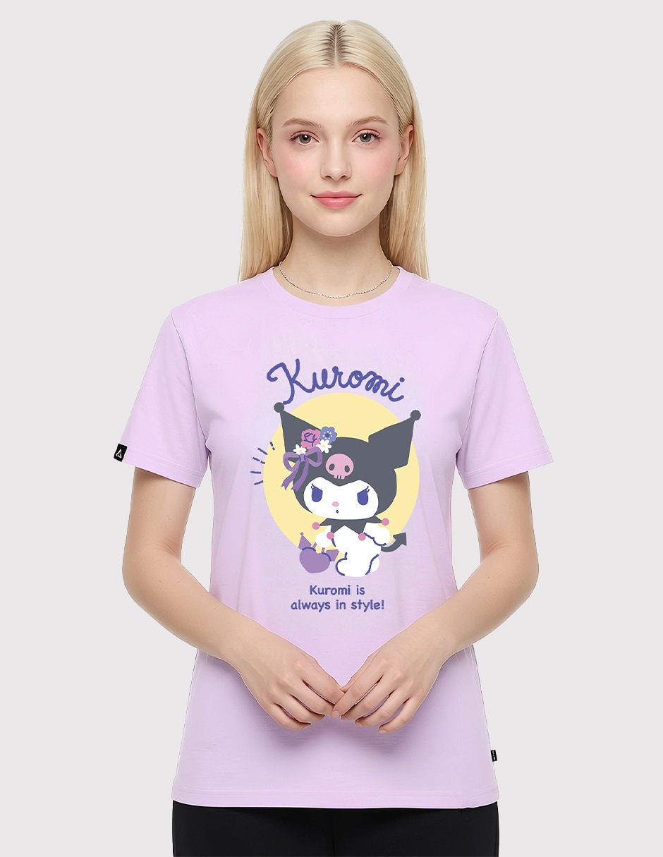 Playera manga corta Kuromi cuello redondo para mujer
