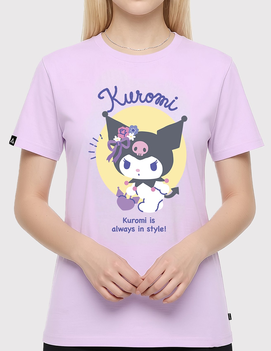 Playera manga corta Disney Kuromi cuello redondo para mujer