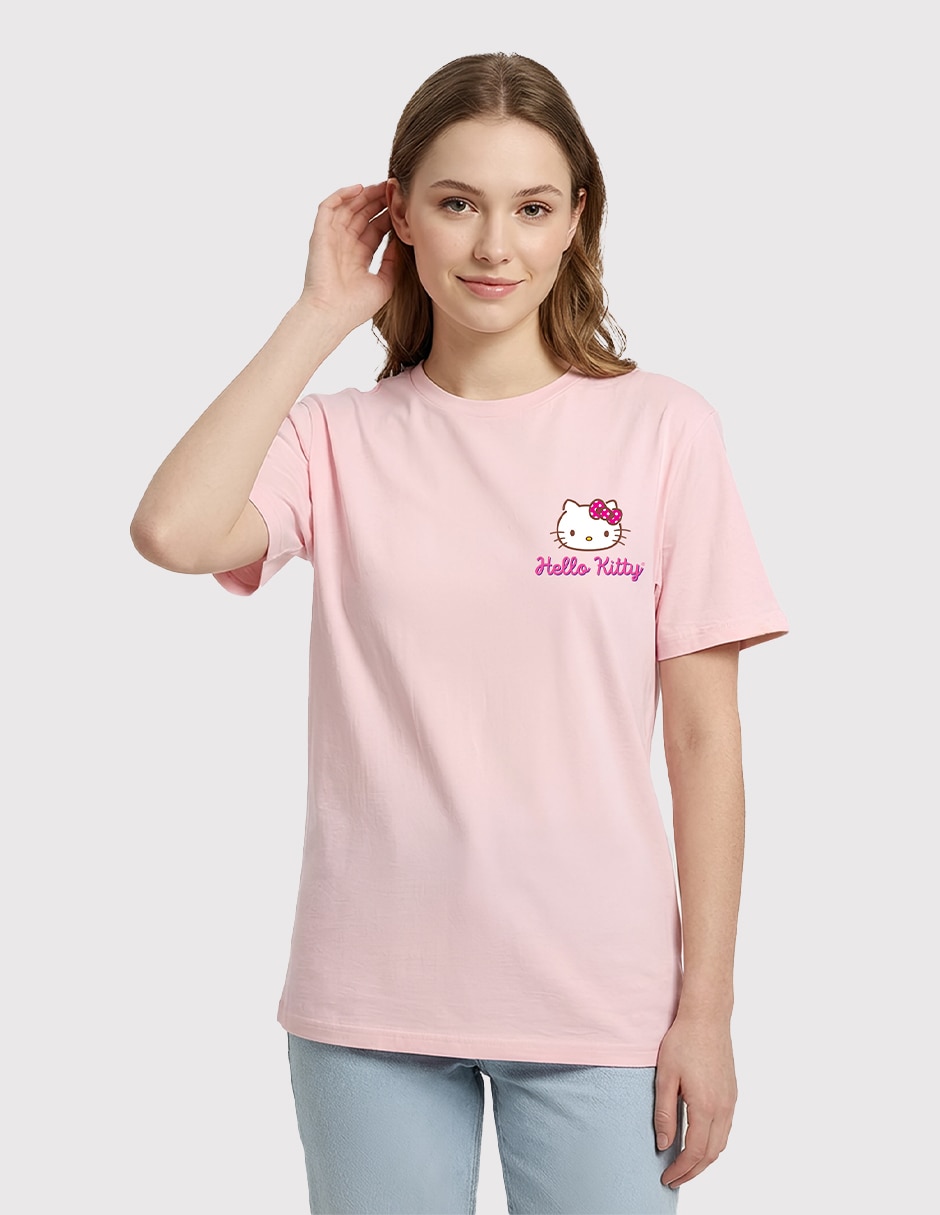 Playera manga corta hello kitty cuello redondo para mujer