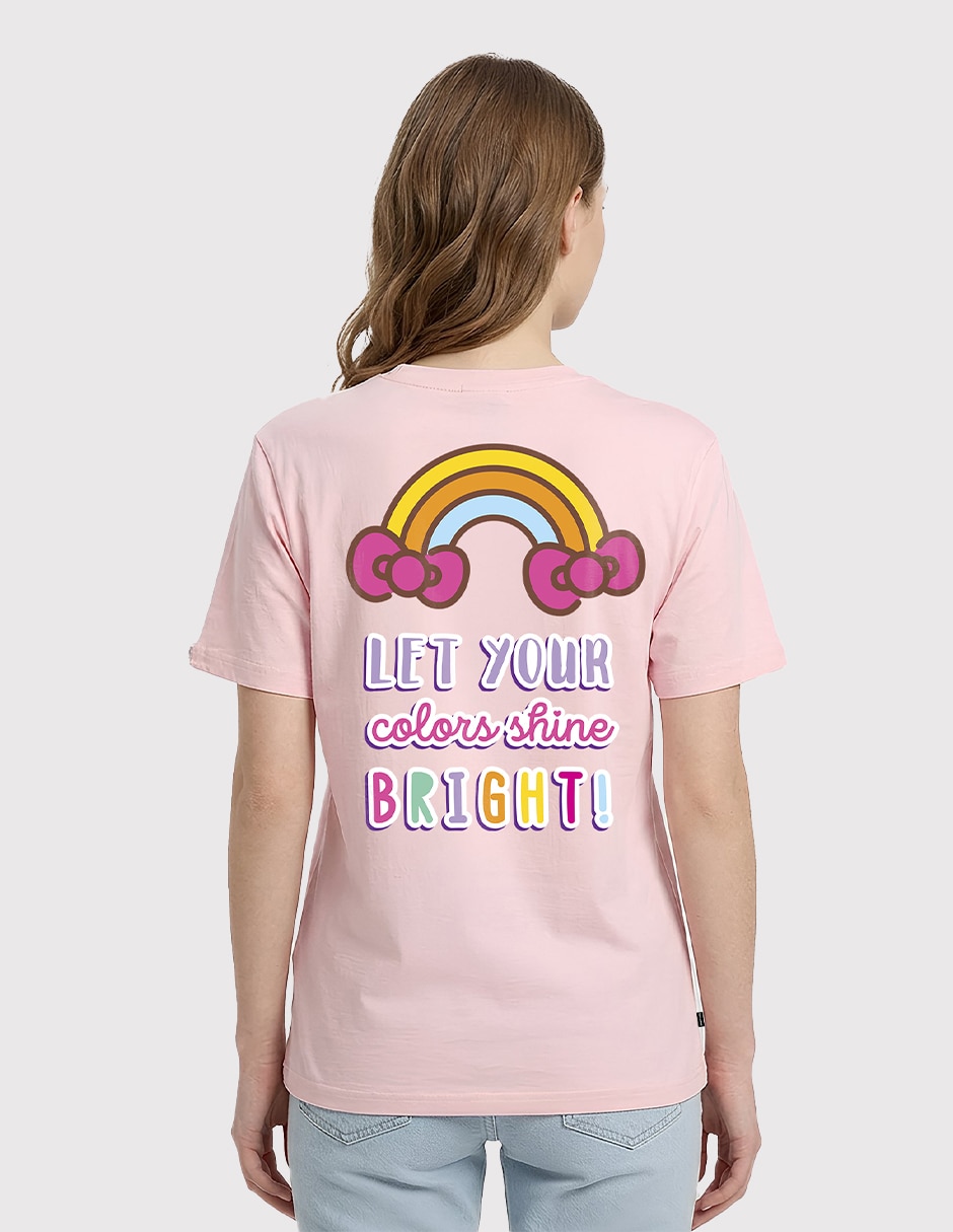 Playera manga corta sanrio hello kitty cuello redondo para mujer