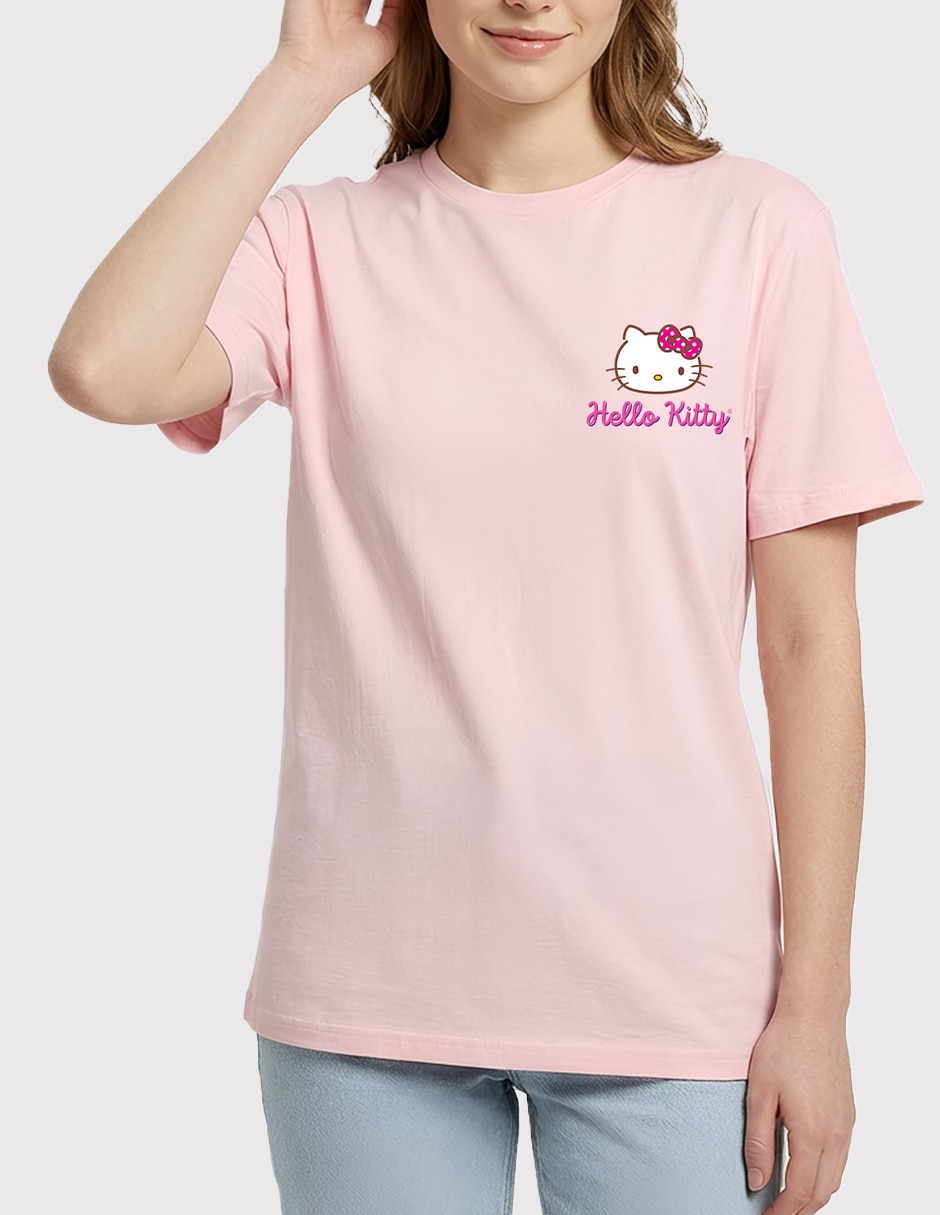 Playera manga corta sanrio hello kitty cuello redondo para mujer