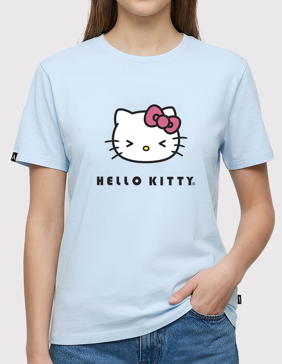 Playera manga corta sanrio hello kitty - guiño cuello redondo para mujer