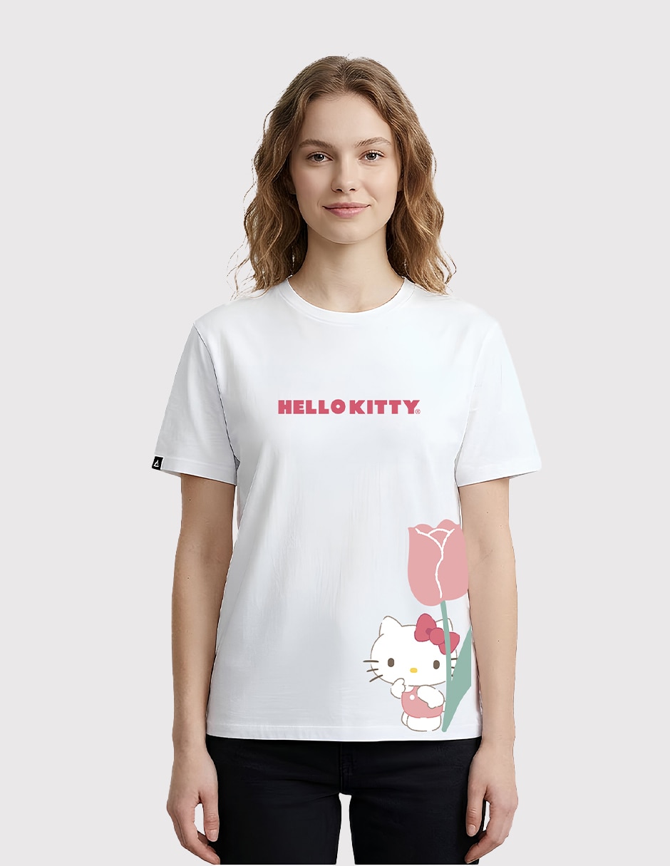 Playera manga corta playera hello kitty rose cuello redondo para mujer