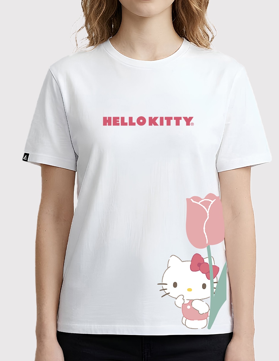 Playera manga corta sanrio playera hello kitty rose cuello redondo para mujer
