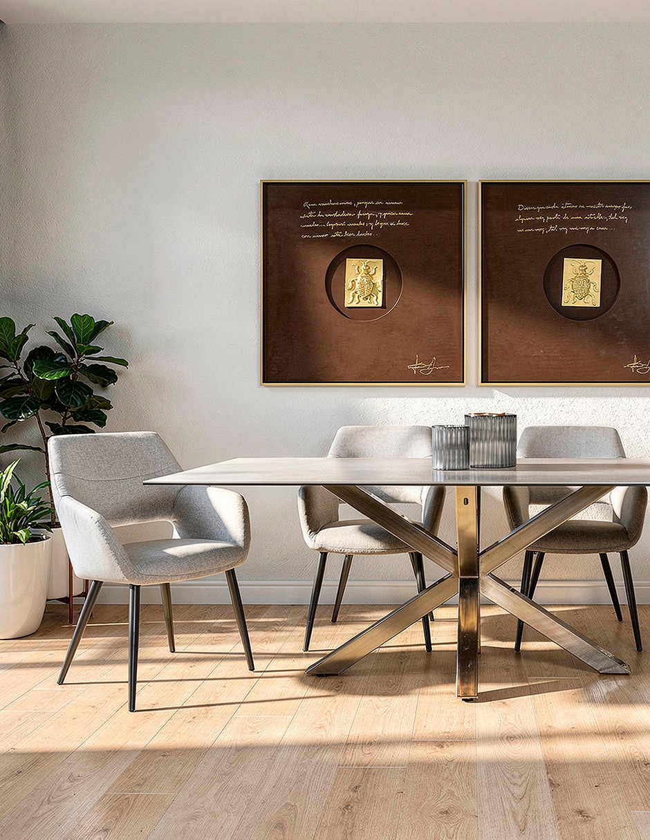 Mesa de comedor armable tivoli nickel grey de cerámica 6