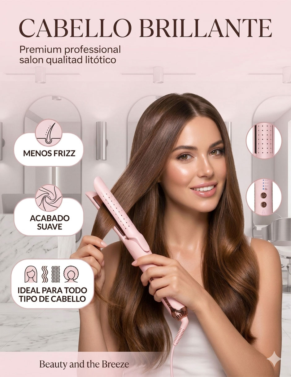 Plancha para cabello con aire Karma Beauty Beauty and The Breeze placas de titanio