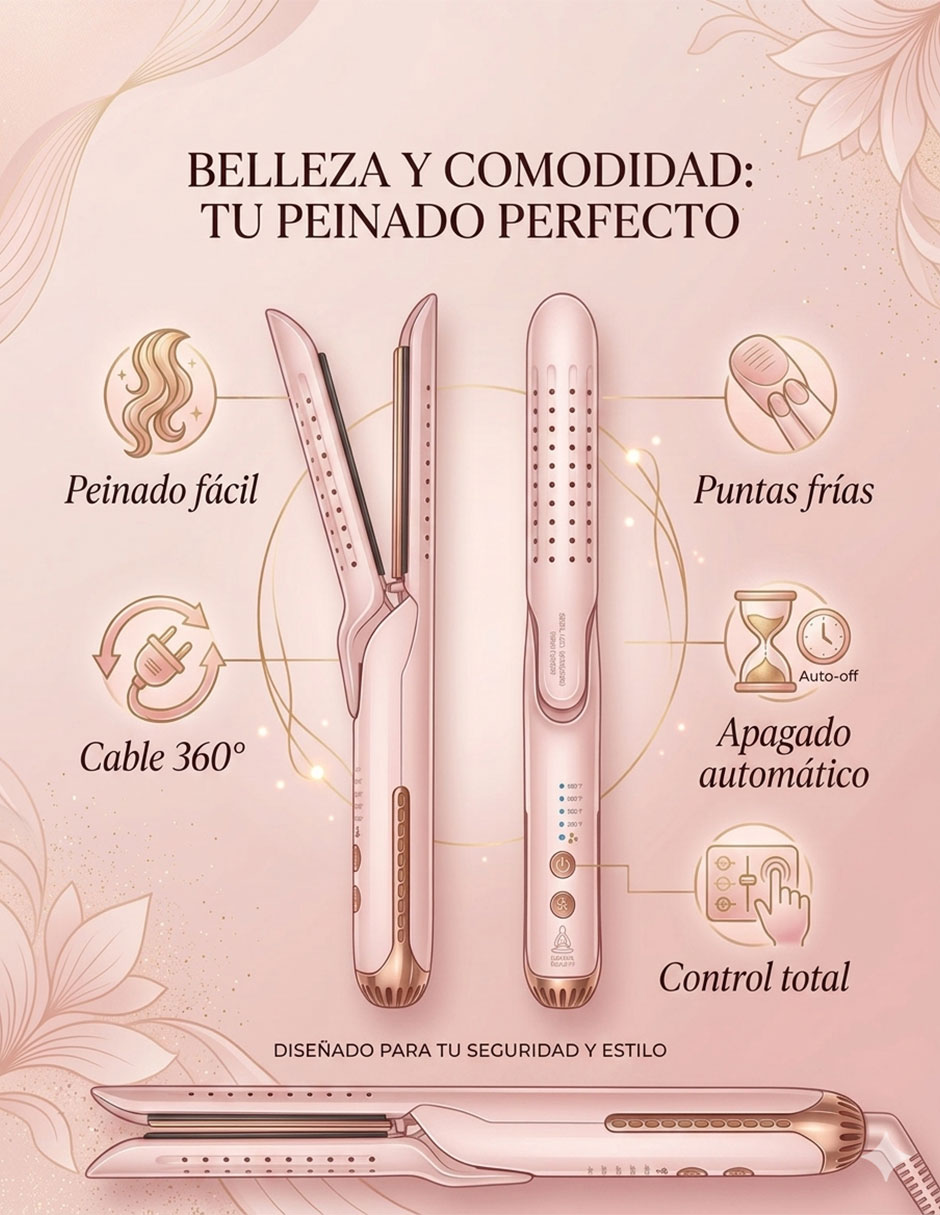 Plancha para cabello con aire Karma Beauty Beauty and The Breeze placas de titanio
