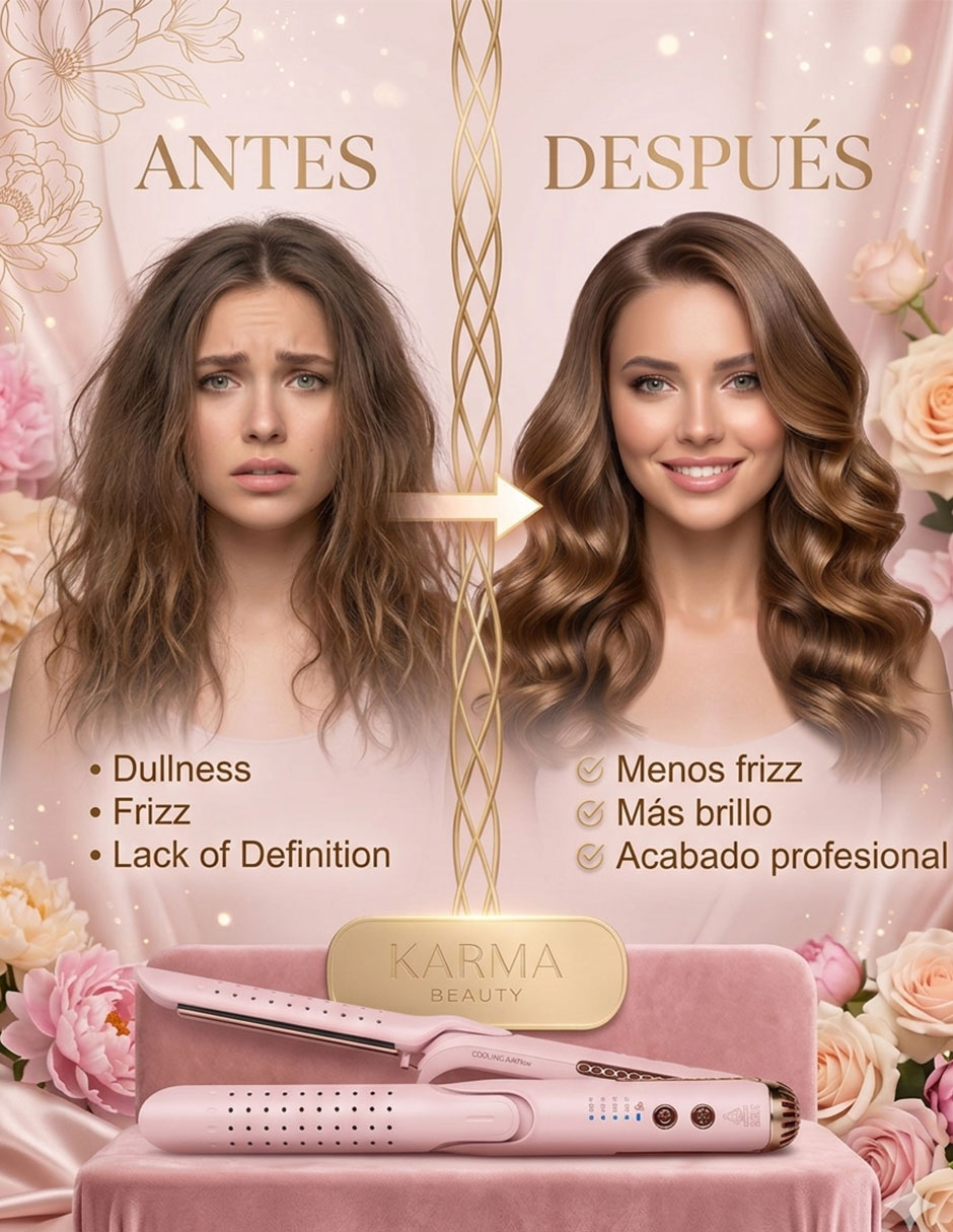 Plancha para cabello con aire Karma Beauty Beauty and The Breeze placas de titanio