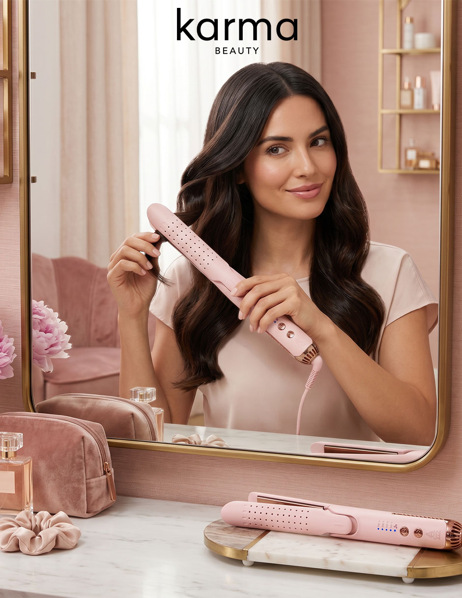 Plancha para cabello con aire Karma Beauty Beauty and The Breeze placas de titanio