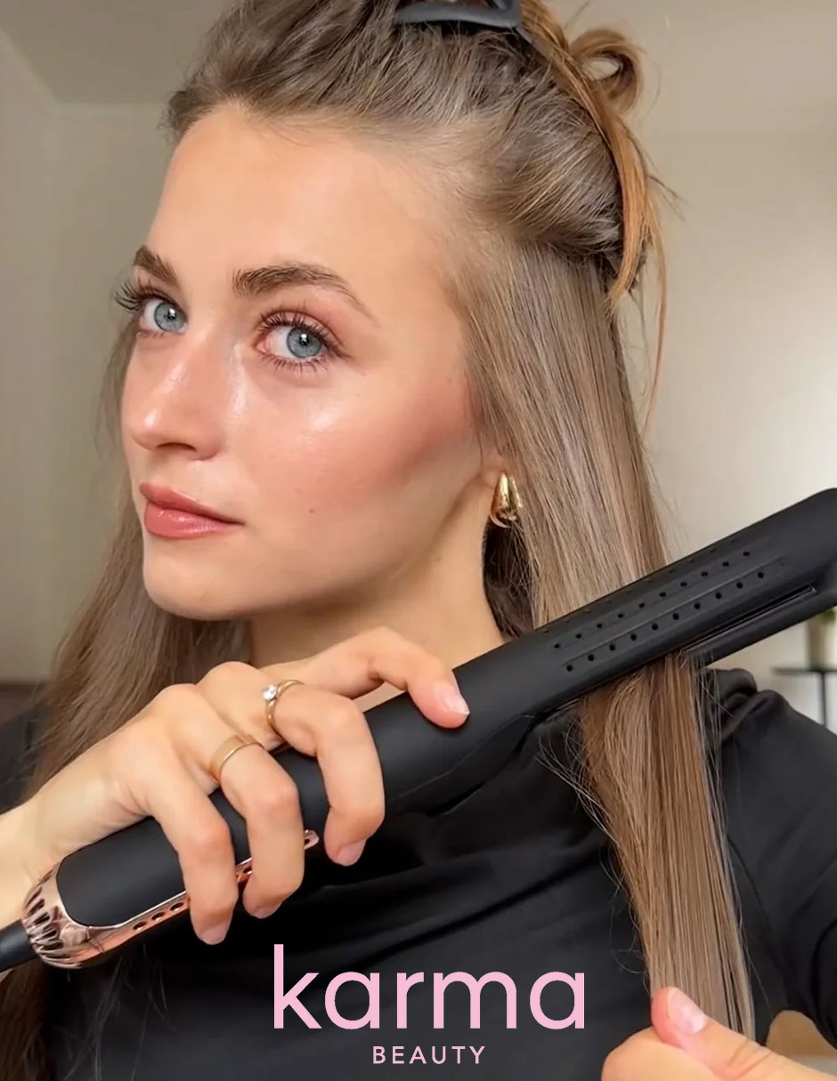Plancha para cabello con aire Karma Beauty Beauty and The Breeze placas de titanio