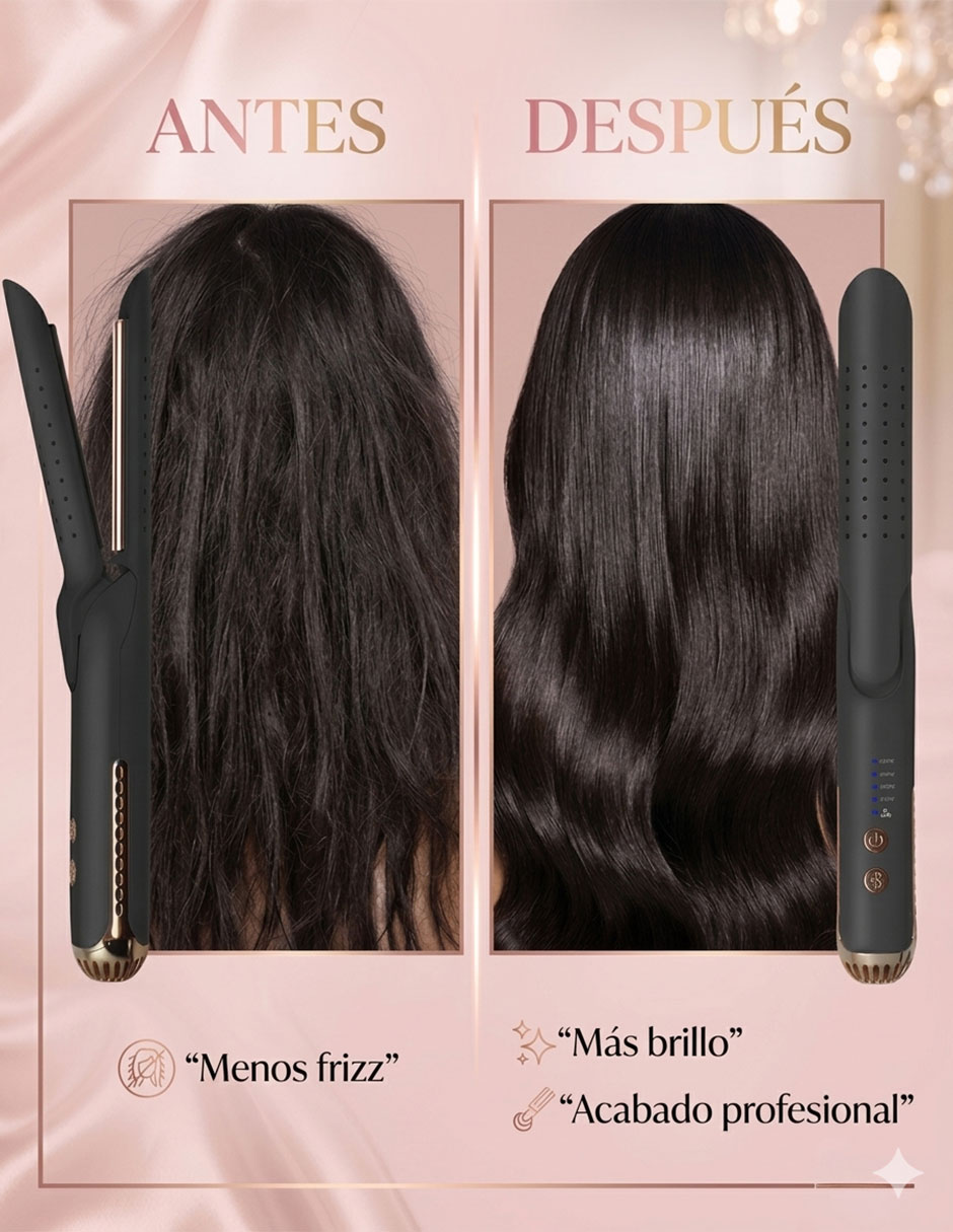 Plancha para cabello con aire Karma Beauty Beauty and The Breeze placas de titanio