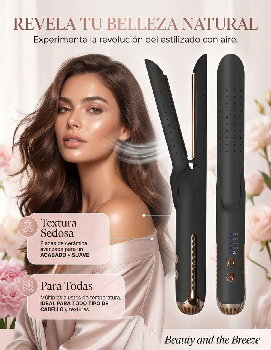 Plancha para cabello con aire Karma Beauty Beauty and The Breeze placas de titanio