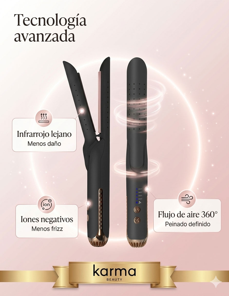 Plancha para cabello con aire Karma Beauty Beauty and The Breeze placas de titanio