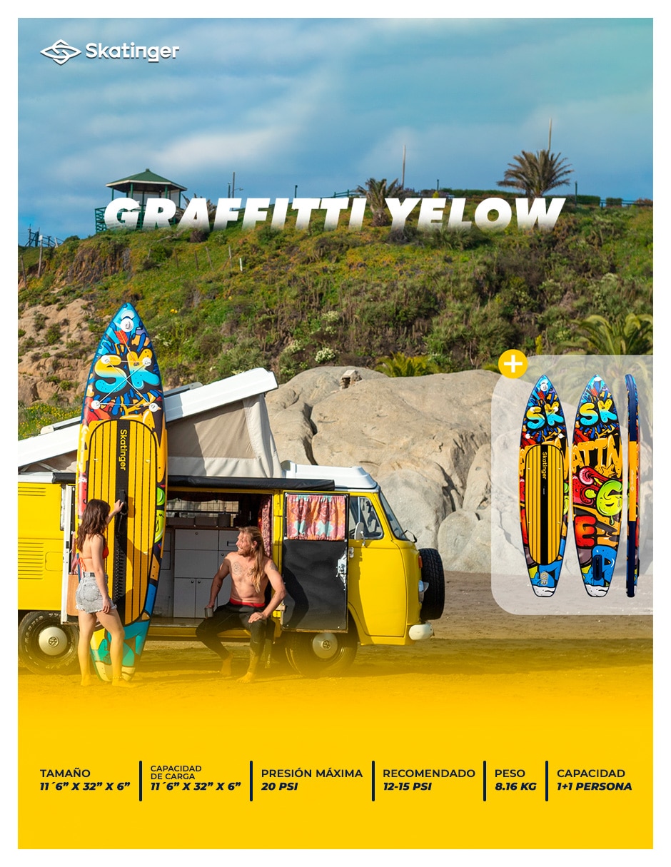 Paddle board Level Fitness surf paddle board inflable graffiti 11’6 con paddle