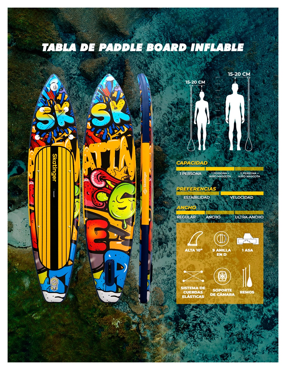 Paddle board Level Fitness surf paddle board inflable graffiti 11’6 con paddle
