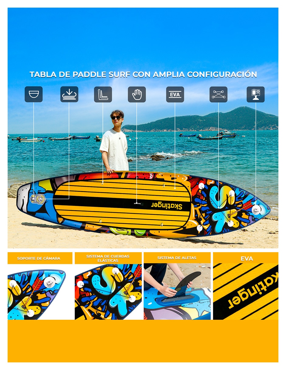 Paddle board Level Fitness surf paddle board inflable graffiti 11’6 con paddle
